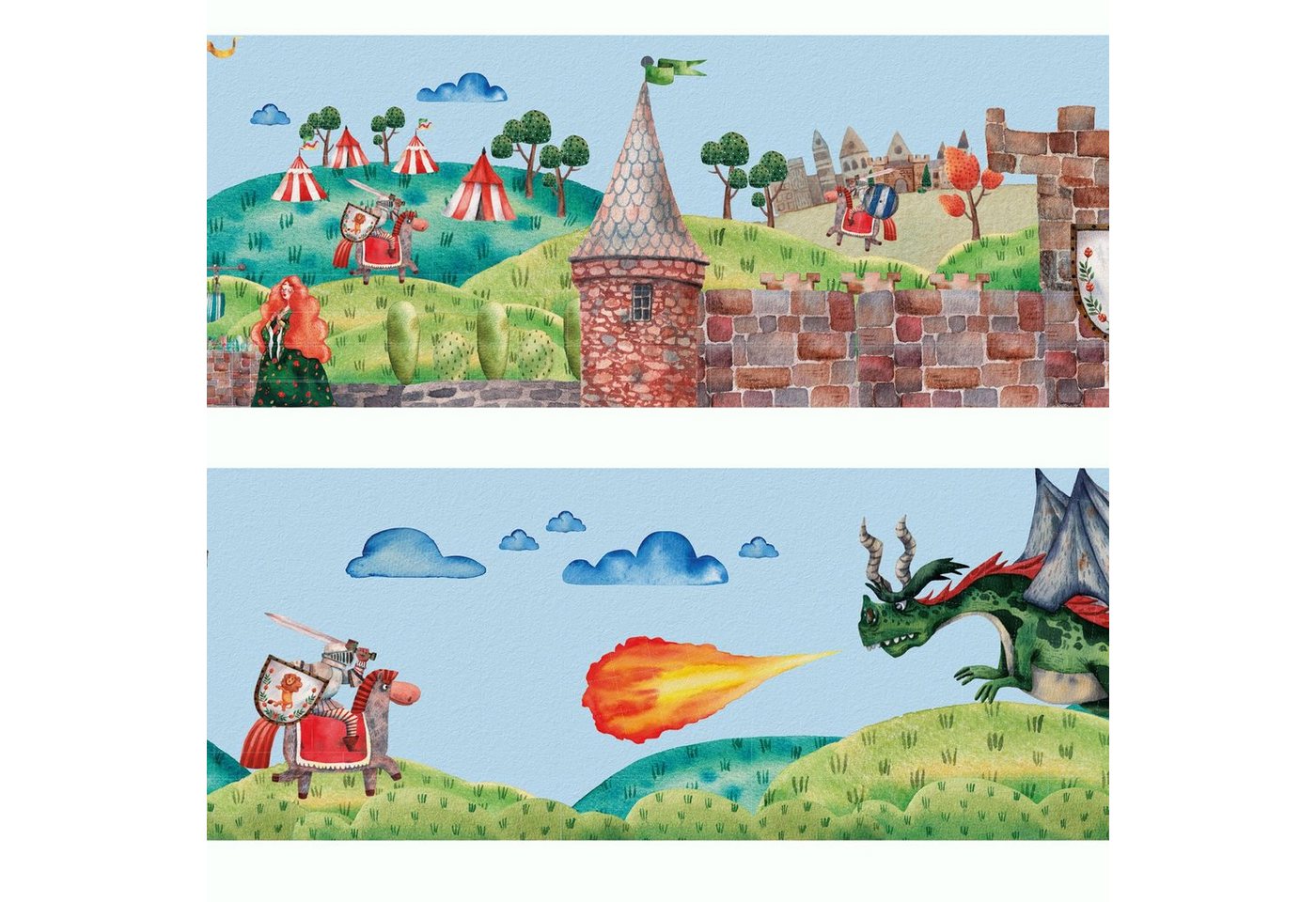 Sunnywall Bordüre Ritterburg (Bordüre - 400 cm), Comic, (1 St), selbstklebend von Sunnywall