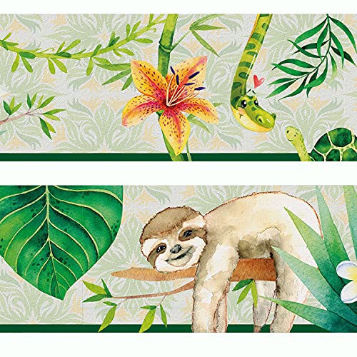 Sunnywall® Wandbordüre Dschungel – einzigartiges Design | Baby- Kinderzimmer Dekoration | hochwertiges Tapetenvlies | 400 x 12 cm von Sunnywall