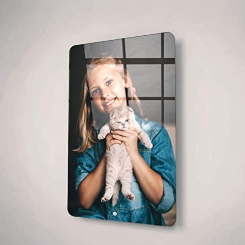 Sunnywall Echtglasbild personalisieren – Foto + Text selbst gestalten | bruchsicheres Glas in brillanter Fotoqualität | Fotogeschenk Gratis Geschenkkarte 12,5 cm x 17,5 cm von Sunnywall