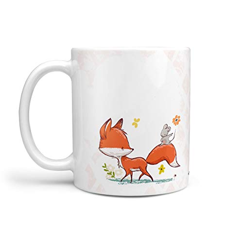 Sunnywall Fuchs Tassen-Auswahl Kaffeebecher Lieblingstasse inkl. gratis Geschenkkarte (Fuchs & Maus Weiss) von Sunnywall