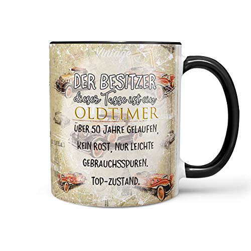 Sunnywall Fun Tasse mit Oldtimer Spruch zum 50. Geburtstag Kaffeetasse (50. Geburtstag) inkl. gratis Geschenkkarte von Sunnywall