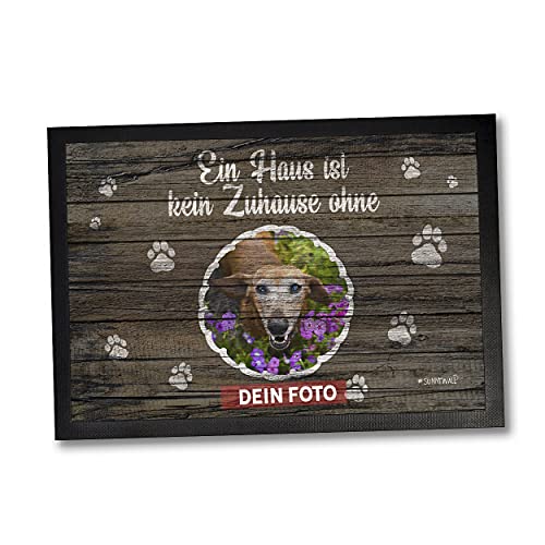 Sunnywall Fußmatte Haus ist kein Zuhause ohne Hund Katze Haustier - Personalisiert mit eigenem Foto (75 x 50 cm Gr3) von Sunnywall