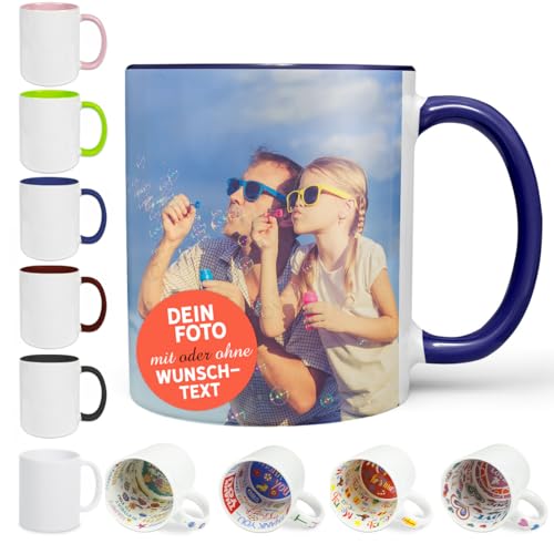 Sunnywall Keramik, Tasse selbst individuell gestalten Personalisierbar mit eigenem Foto bedrucken Fototasse Motivtasse Werbetasse Firmentasse mit Logo blau von Sunnywall