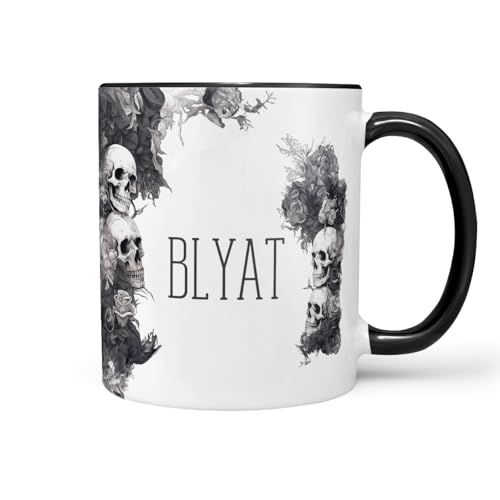 Sunnywall Keramiktasse Kaffeetasse Tasse mit Spruch Statement Blyat - Sarkasmus - lustig - Skull - Skelett Keramik 330ml von Sunnywall