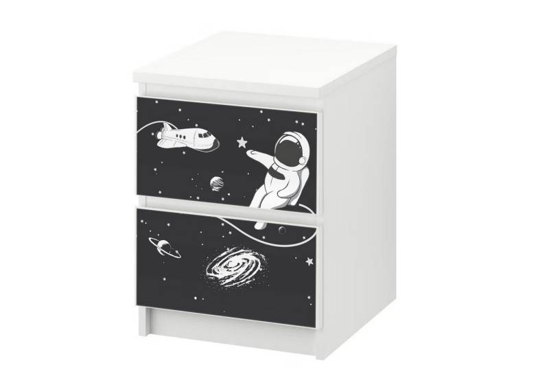 Sunnywall Möbelfolie passend für IKEA Malm Kommode Schrankfolie Aufkleber Astronaut Motiv, blasenfreie selbstklebende Folie (SCHRANK NICHT INKLUSIVE) von Sunnywall