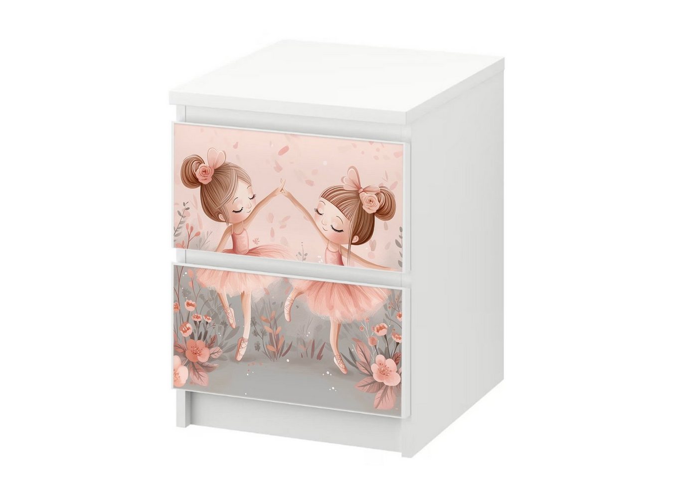 Sunnywall Möbelfolie passend für IKEA Malm Kommode Schrankfolie Aufkleber Ballerina Floral, blasenfreie selbstklebende Folie (SCHRANK NICHT INKLUSIVE) von Sunnywall