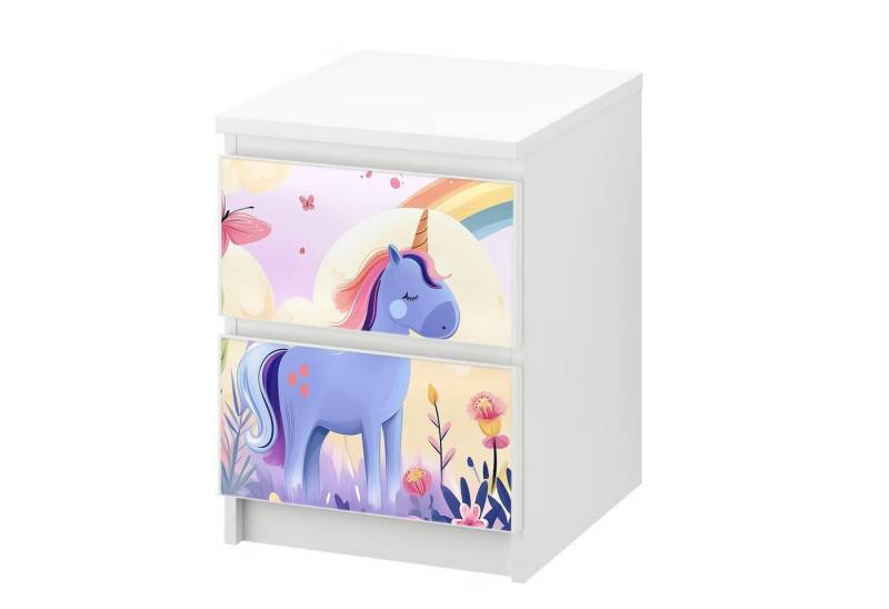 Sunnywall Möbelfolie passend für IKEA Malm Kommode Schrankfolie Sticker Einhorn Märchenwelt, blasenfreie selbstklebende Folie (SCHRANK NICHT INKLUSIVE) von Sunnywall
