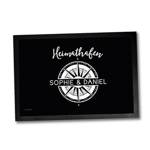 Sunnywall Personalisierte Fußmatte | Familie Personalisiert | Für Paare | Willkommen für Familien und Freunde | Einzug (Heimathafen, 75 cm x 50 cm (Gr3)) von Sunnywall