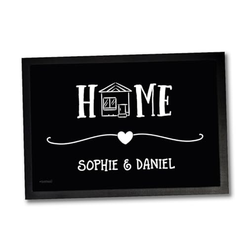 Sunnywall Personalisierte Fußmatte | Fußmatte Familie personalisiert | Fußmatte für Paare | Willkommen für Familien und Freunde | Einzug (Home (), 75 cm x 50 cm (Gr3)) von Sunnywall