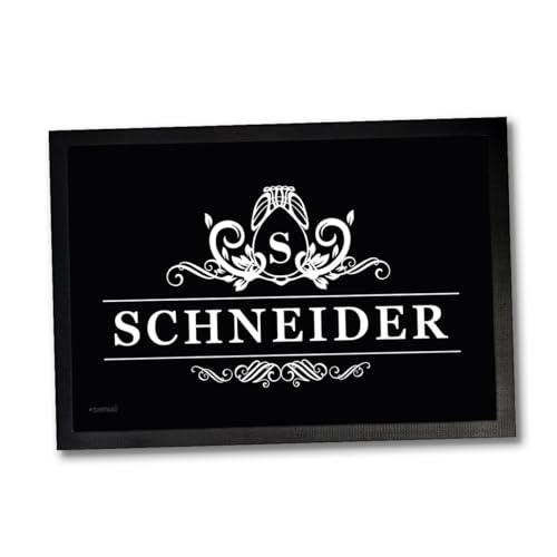 Sunnywall Personalisierte Fußmatte | Fußmatte Familie personalisiert | Fußmatte für Paare | Willkommen für Familien und Freunde | Einzug (Ornament (Weiss), 60 cm x 40 cm (Gr2)) von Sunnywall