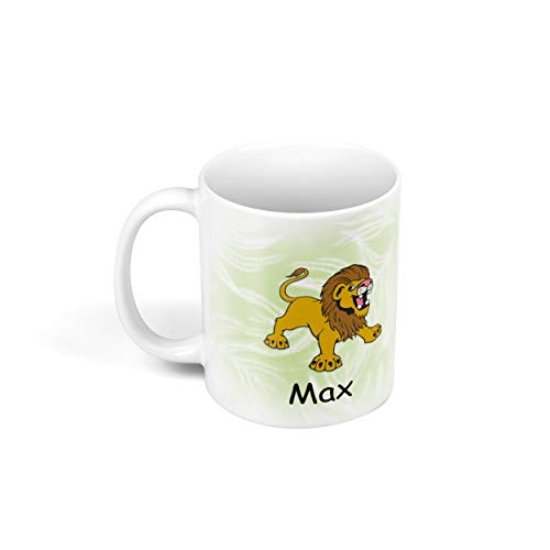 Sunnywall Personalisierte Kinder-Tasse aus Kunststoff mit Namen – Riesige Auswahl an Motiven – bruchsicher (Löwe Tiger 11) von Sunnywall