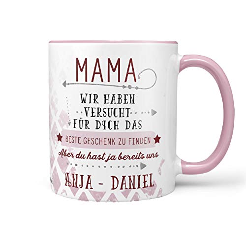Sunnywall Tasse Kaffeebecher Lieblingstasse Geburtstags-Tasse Geschenk-Tasse inkl. gratis Geschenkkarte Das beste Geschenk finden wir (274-tasse rosa Mama) von Sunnywall