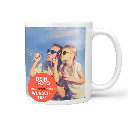 Sunnywall Tasse selbst gestalten mit Foto oder Text Personalisierbar Fototasse Keramiktasse in Weiß matt Basis Druck von Sunnywall