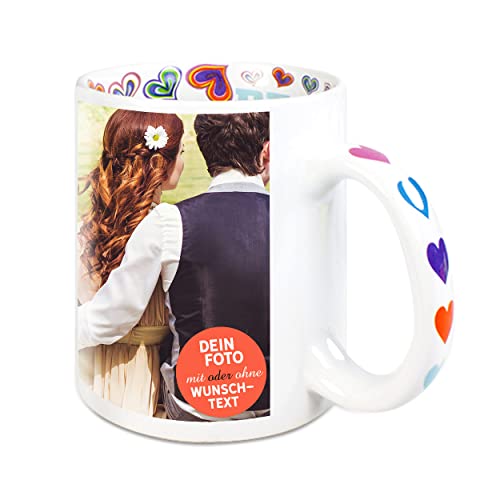 Sunnywall Tasse selbst gestalten mit Foto oder Text Personalisierbar Fototasse Mottotasse - I LOVE YOU Basis Druck von Sunnywall