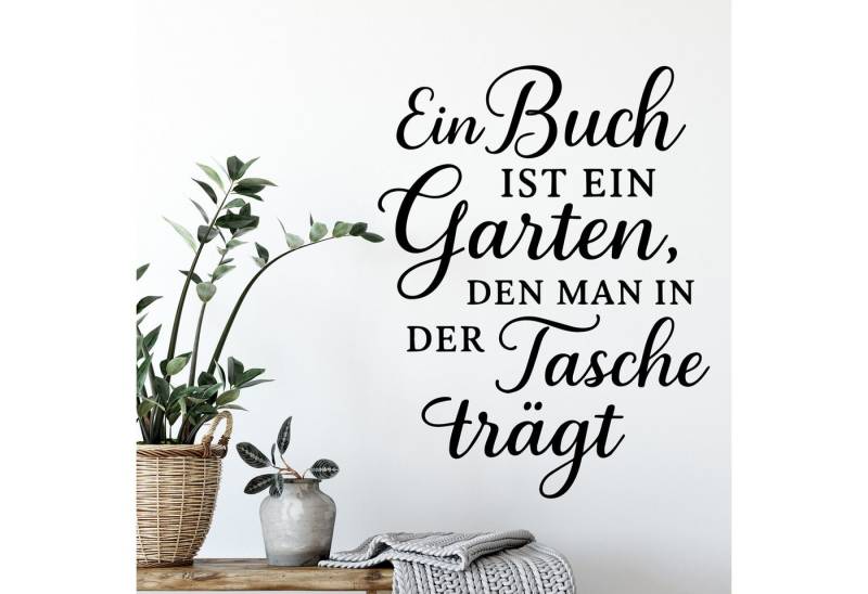 Sunnywall Wandspruch Wandtattoo Buch-Zitat – Ein Buch ist ein Garten - Bookish Spruch, selbstklebend, konturgeschnitten von Sunnywall
