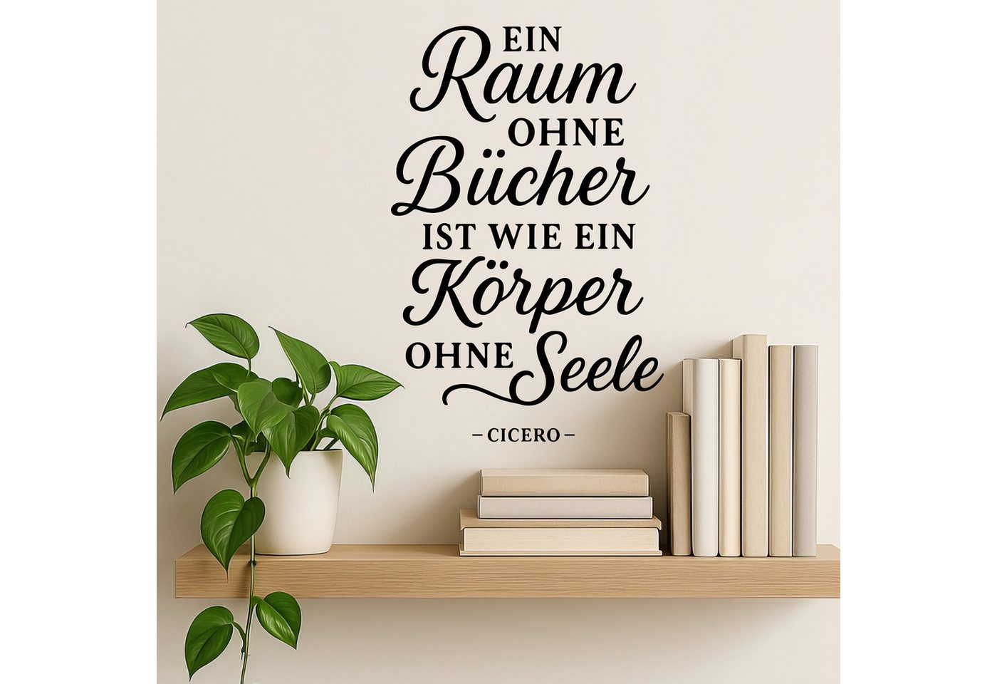 Sunnywall Wandspruch Wandtattoo Spruch Cicero Zitat Bücher & Seele für die Leseecke, selbstklebend, konturgeschnitten, rückstandslos entfernbar von Sunnywall