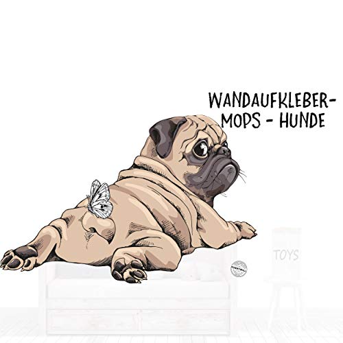 Sunnywall Wandtattoo Aufkleber Mops liegend Junge Hund von Sunnywall