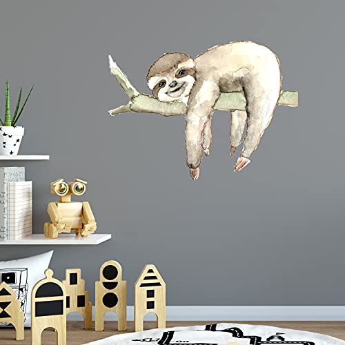 Sunnywall Wandtattoo Aufkleber Wandsticker Faultier Sloth be Lazy with me Kinderzimmer Dekoration Größe Größe 3, Farbe ohne Spruch von Sunnywall