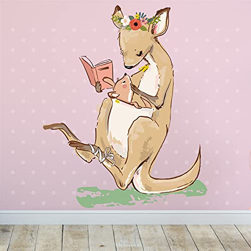 Sunnywall Wandtattoo Aufkleber Wandsticker - Känguru lesend mit Baby Größe Größe 3 von Sunnywall