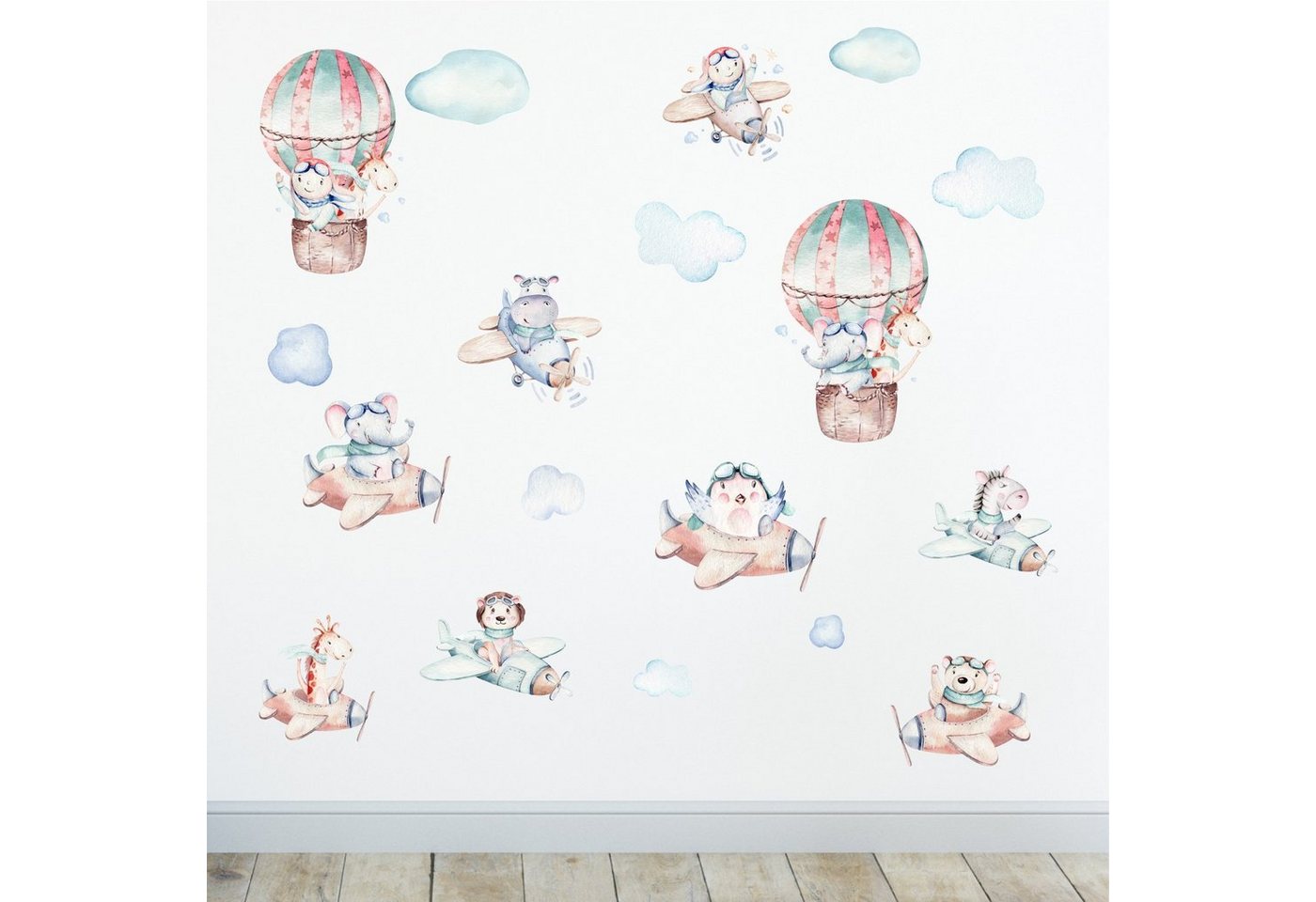 Sunnywall Wandtattoo Flugzeug Tiere Wandsticker Wandtattoo (3 St), konturgeschnitten von Sunnywall