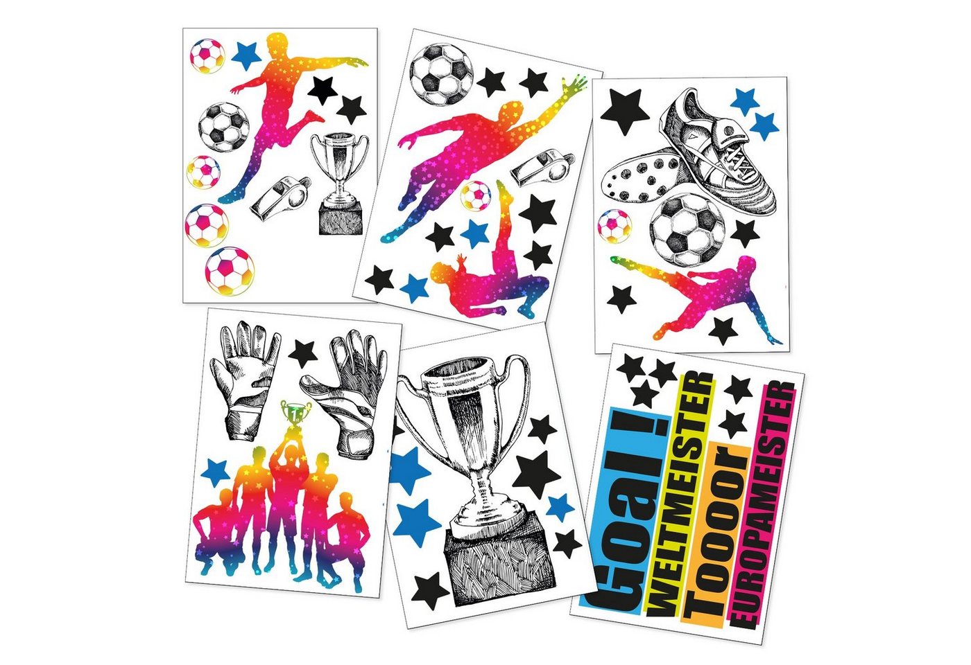 Sunnywall Wandtattoo Fussball Wandsticker Wandtattoo (6 St) von Sunnywall