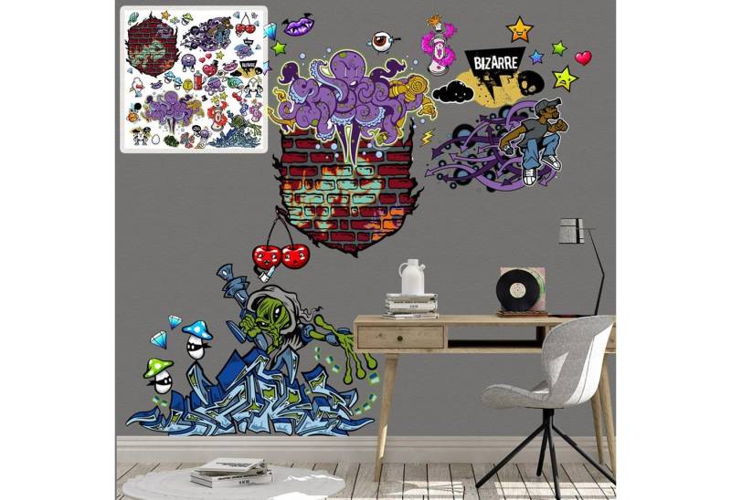Sunnywall Wandtattoo Graffiti Wandtattoo XXL Set Kinderzimmer Aufkleber bunt Wanddeko von Sunnywall