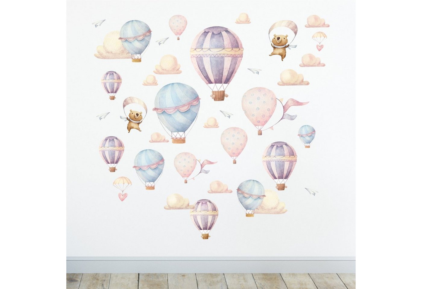 Sunnywall Wandtattoo Heißluftballon Wandsticker Wandtattoo (3 St), konturgeschnitten von Sunnywall