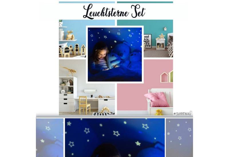 Sunnywall Wandtattoo Leuchtsterne Set, Leuchtsterne & Goldsterne (572 St), selbstklebend, leuchten im Dunkeln, rückstandslos entfernbar von Sunnywall