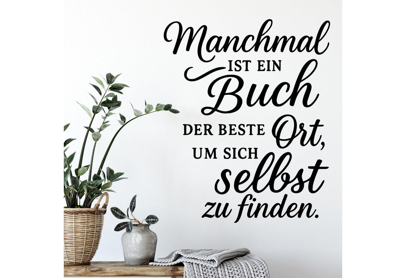 Sunnywall Wandtattoo Manchmal ist ein Buch der beste Ort – Spruch für Bücherfans, selbstklebend, konturgeschnitten von Sunnywall