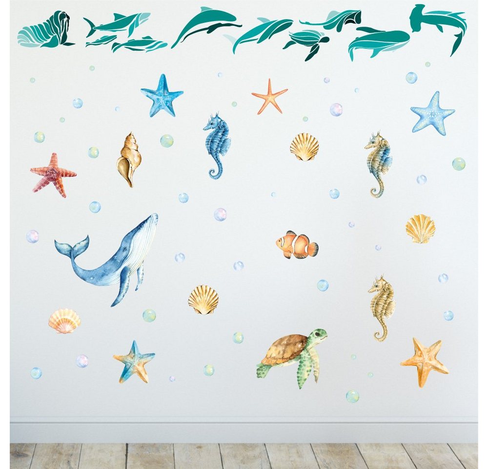 Sunnywall Wandtattoo Unterwasser Fische Meereswelt - Wandtattoo Aufkleber (6 St), konturgeschnitten von Sunnywall
