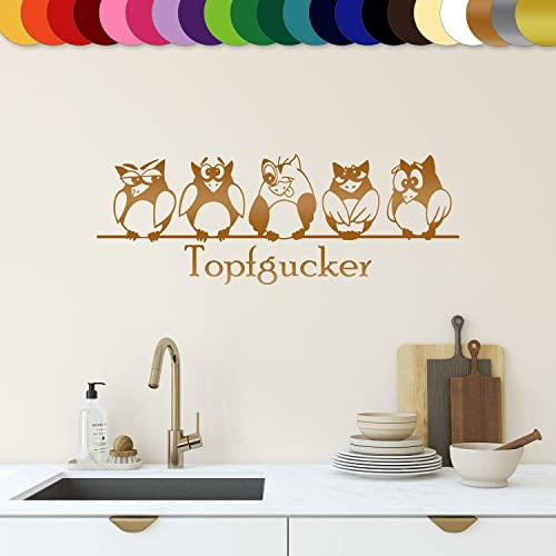 Sunnywall Wandtattoo Topfgucker Eulen Vögel Kochen Küche Essen Wandsticker Kupfer Gr1 von Sunnywall