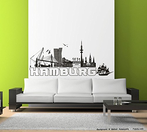 Sunnywall Wandtattoo Wandaufkleber Hamburg Skyline Reeperbahn Schwarz Gr1 von Sunnywall