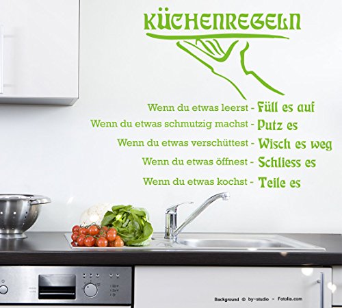 Sunnywall Wandtattoo Wandaufkleber Küche Küchenregeln Regeln Lindgrün Gr1 von Sunnywall