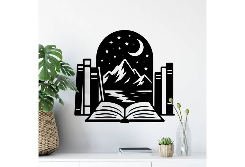 Sunnywall Wandtattoo Wandtattoo Buch und Berge Portal – magisches Design, selbstklebend, konturgeschnitten, rückstandslos entfernbar von Sunnywall