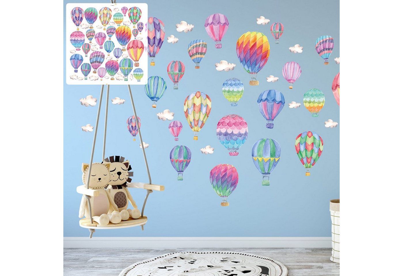 Sunnywall Wandtattoo XXL Wandtattoo Heißluftballon Ballons Set verschiedene Motive Kinderzimmer Aufkleber bunt Wanddeko von Sunnywall