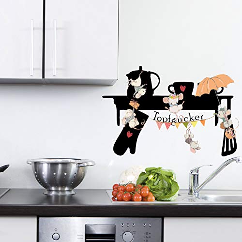 Wandtattoo Aufkleber Küchenaufkleber Dekoration Küche Mäuse Maus Topfgucker (Schwarz, Größe 2 = 57 x 36,5cm) von Sunnywall