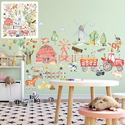 XXL Bauerhof Tiere Farm Wandtattoo Set verschiedene Motive| Kinderzimmer Aufkleber bunt Wanddeko von Sunnywall