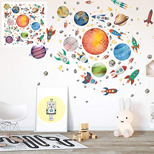 XXL Rakete Space Ufo Weltraum Wandtattoo Set verschiedene Motive| Kinderzimmer Aufkleber bunt Wanddeko von Sunnywall