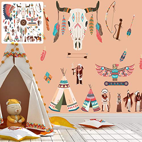 XXL Wandtattoo Indianer indian Set verschiedene Motive| Kinderzimmer Aufkleber bunt Wanddeko von Sunnywall