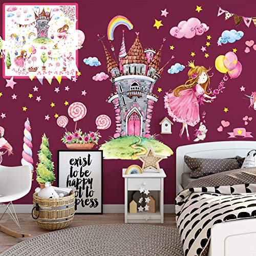 XXL Wandtattoo Prinzessin rosa princess Set verschiedene Motive| Kinderzimmer Aufkleber bunt Wanddeko von Sunnywall