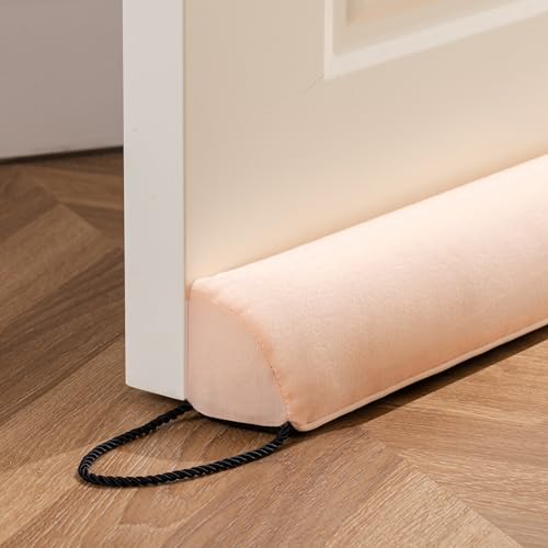 Sunolga 96,5 cm beschwerter Tür-Zugluftstopper, dreieckige Säule, schalldicht, Zugluftschutz für Türen und Fenster, maschinenwaschbar, Mandel von Sunolga
