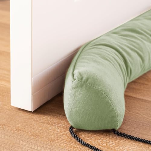 Sunolga 96,5 cm beschwerter Tür-Zugluftstopper, dreieckige Säule, schalldichter Zugluftschutz für Türen und Fenster, maschinenwaschbar, hellgrün von Sunolga