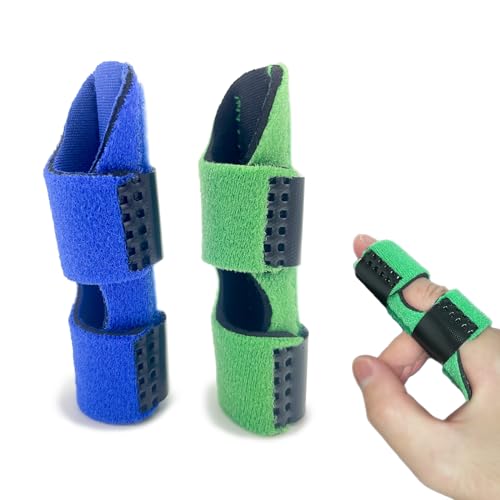 Verstellbare Fingerschiene, atmungsaktiv, verstellbare Fingerriemen, Korrektur, Verstauchung der Knöchel, feste Schiene, Rehabilitation der Finger bei Verstauchungen, Brüchen (2, blau, grün) von Sunolkie