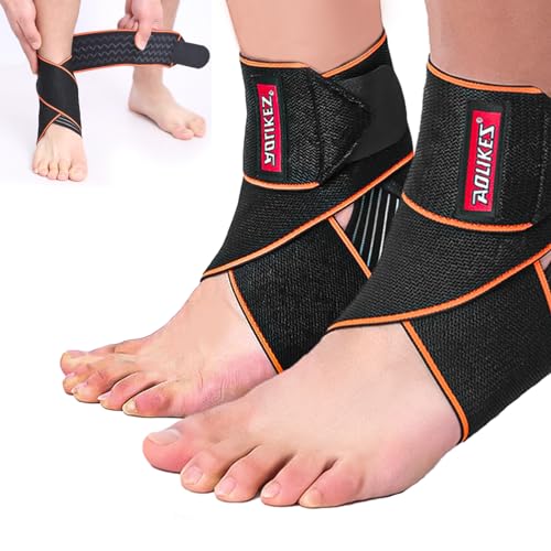 Sunolkie Einstellbares bandage fußgelenk, Sprunggelenkbandage, Flexible Knöchelbandage, Laufen Fussball, Rechte und Linke Fußgelenk,Einheitsgröße (2) von Sunolkie
