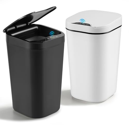 Mülleimer mit Sensor, 12L Elektrischer Mülleimer Sensor mit Deckel, Intelligenter Bewegungssensor, Wasserdichte Badezimmer Mülleimer für Bad Büro Küche Schlafzimmer, 2er Pack von Sunowl