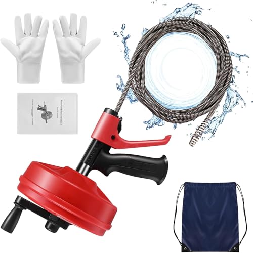 Rohrreinigungsspirale Sunowl Rohrreinigungswelle 7m Spirale Abfluss Rohrreinigung Unterstützt Manuell und Elektrisch Umweltfreundliche Rohrreinigungsgerät für Lösung Verstopfung Abfluss von Sunowl