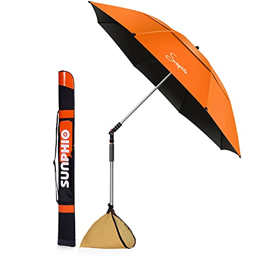 Sunphio Sonnenschirm Strand, Windfest Stabil, Strandschirm Groß Klein, Leicht für Reise, UV Schutz 50, Beach Sonnenschutz Tragbar mit Erdspieß, 180 cm, Strandsonnenschirm Sturmschirm von Sunphio