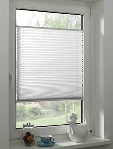 Sunpro24 Plissee auf Maß, Blickdichtes Faltrollo, Montage im Glasfalz mittels Schrauben, Sonnenschutzrollo, (B) 131-140 x (H) 81-90 cm, Weiß von Sunpro24