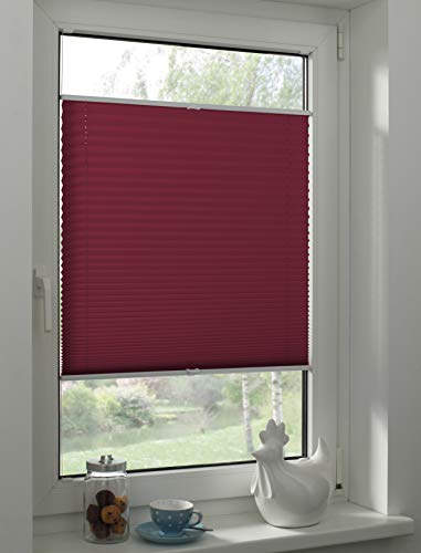 Sunpro24 Plissee auf Maß, Blickdichtes Faltrollo, Montage im Glasfalz mittels Schrauben, Sonnenschutzrollo, (B) 20-50 x (H) 20-80 cm, Rot von Sunpro24
