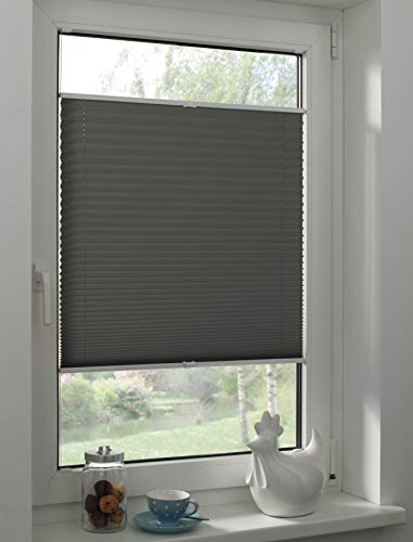 Sunpro24 Plissee auf Maß, Blickdichtes Faltrollo, Montage im Glasfalz mittels Schrauben, Sonnenschutzrollo, (B) 20-50 x (H) 81-90 cm, Grau von Sunpro24